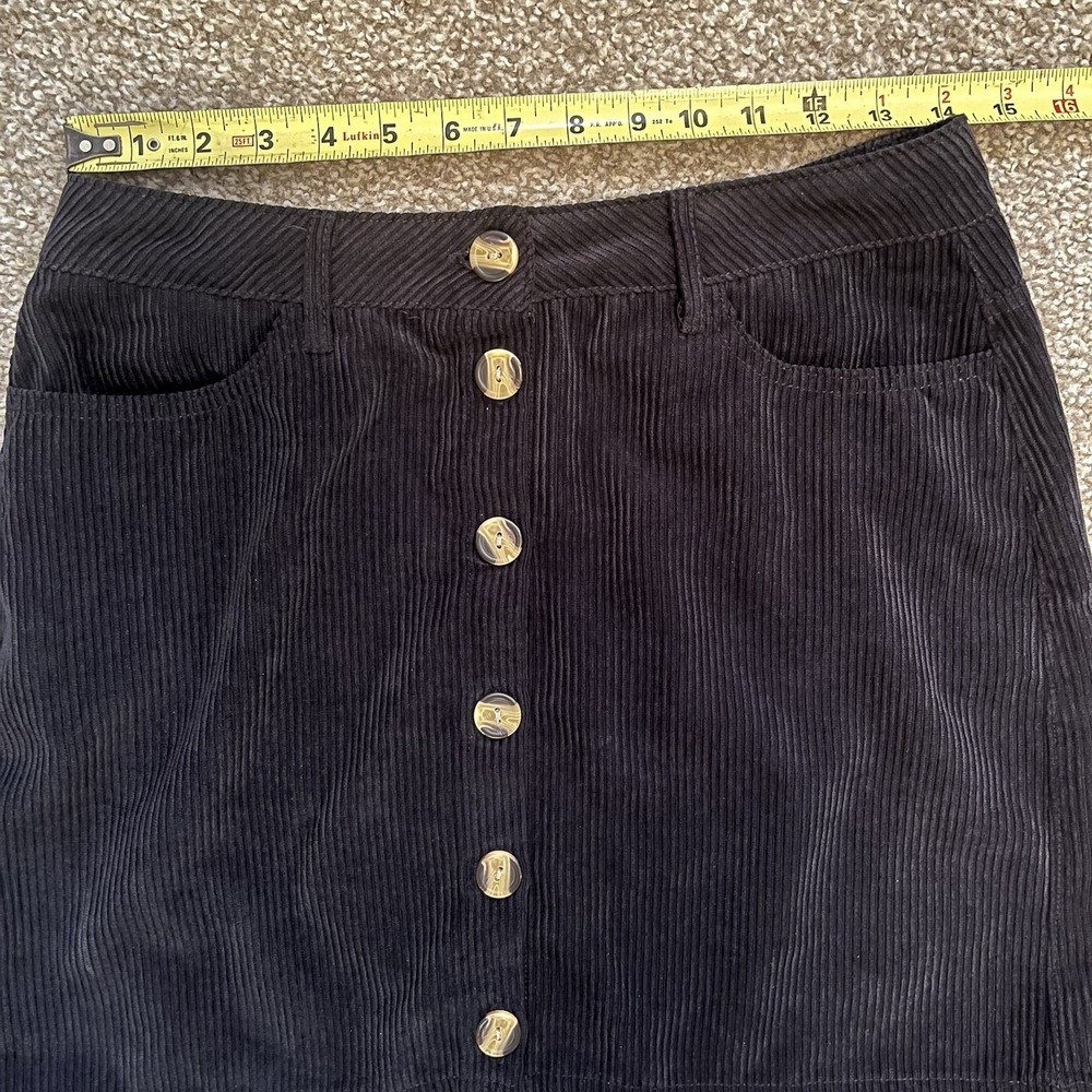 Black Corduroy Mini Skirt Women's Med Preppy Academia‎ Dark Feminine Whimsigoth - Picture 5 of 7